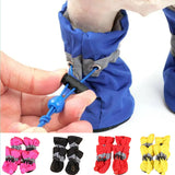 Blue drawstring rain boot, with the rose, black, red, and yellow sets