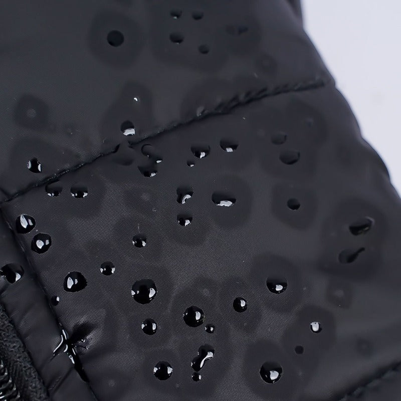 Water beading on the quilted shell fabric